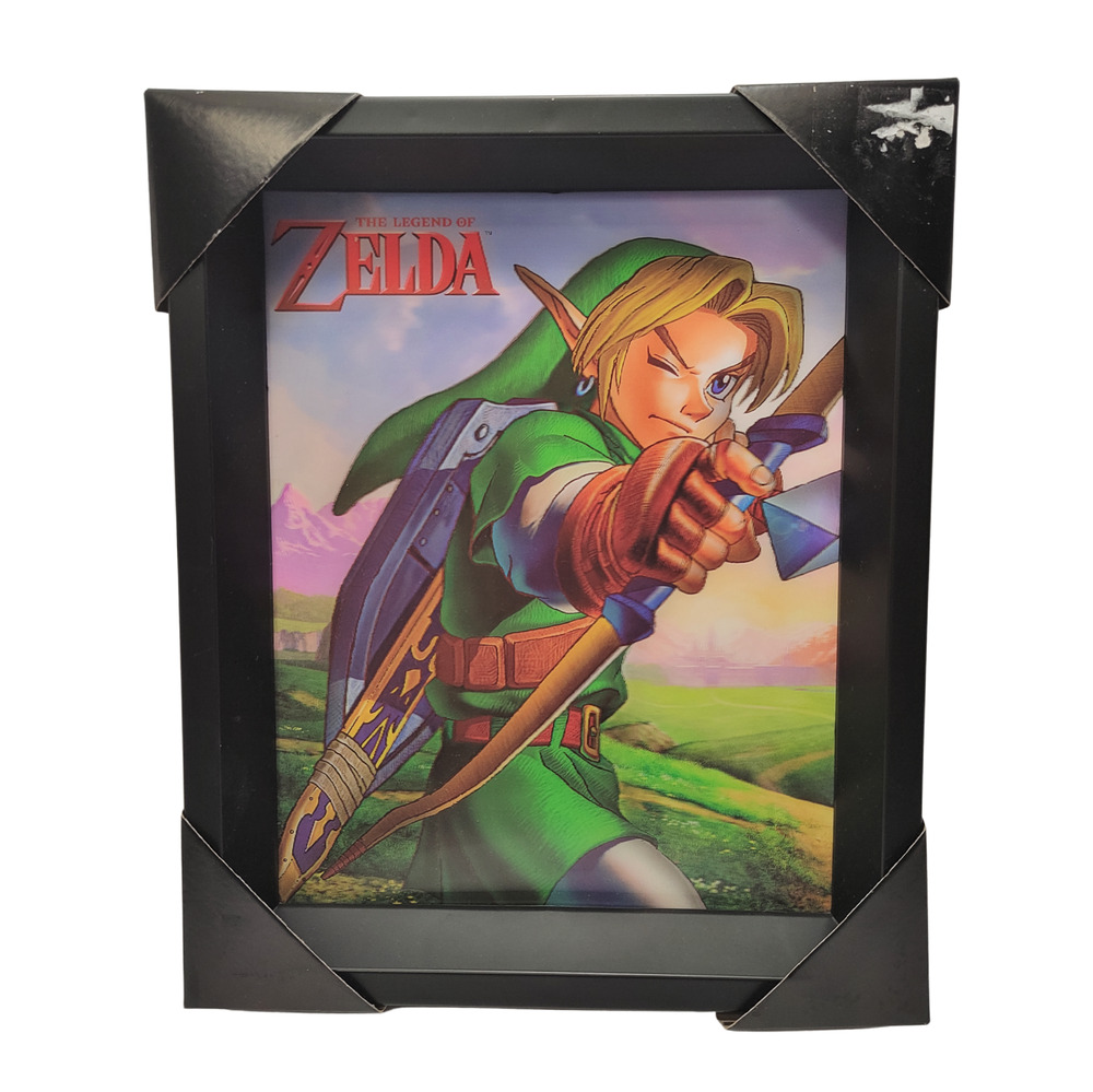 Nintendo Zelda Ocarina Of Time 8x10 Framed 3D Shadow Box Wall Art Link + Bow